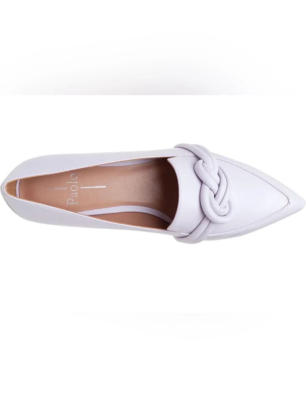 NIB Linea Paolo Nora Lavender Leather Pointed Toe Chain Flats Size 8.5